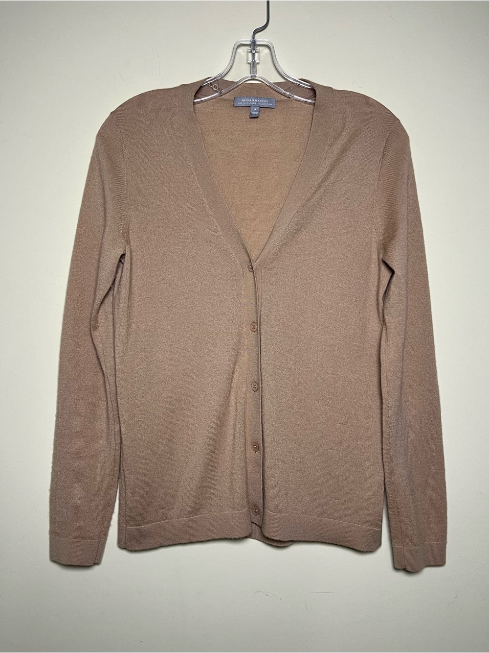 Neiman Marcus Cashmere Cardigan Sweater Women’s Size S Tan Camel Preppy Classic